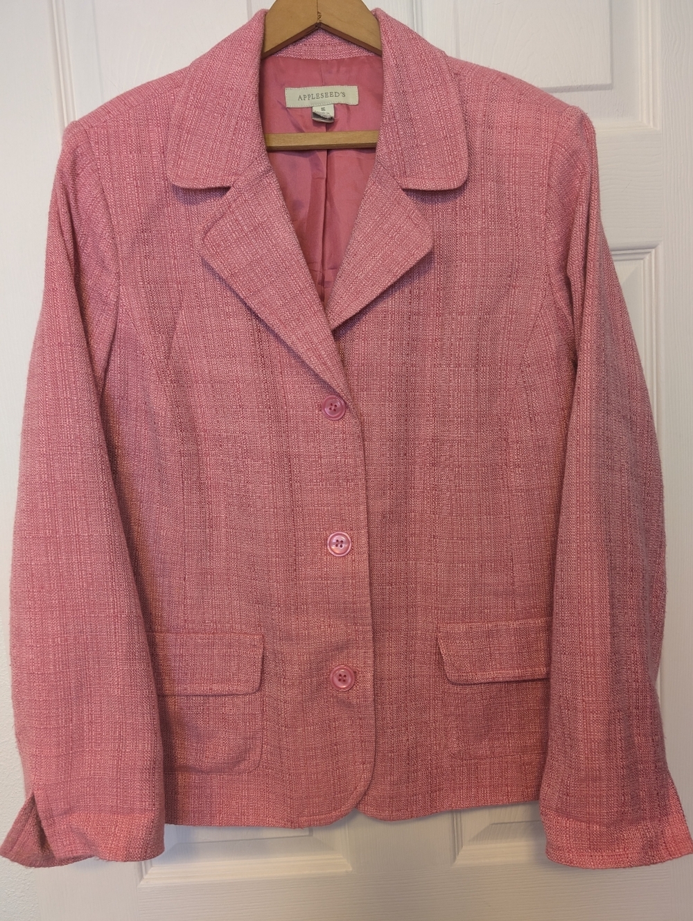 Appleseed's Pink Tweed Single-Breasted Women's Blazer